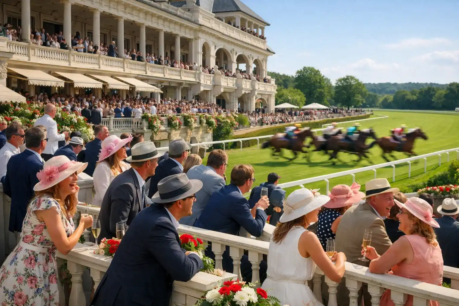 Festliche Atmosph&auml;re bei einem gro&szlig;en Pferderennen