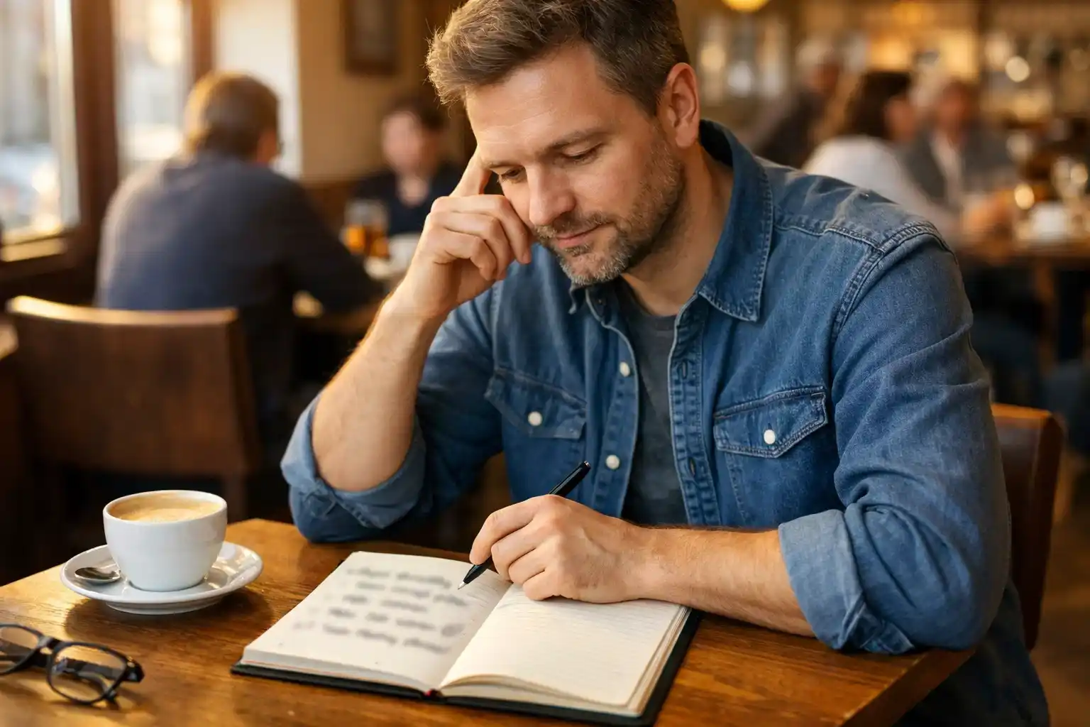 Nachdenklicher Wetter überprüft seine Entscheidungen