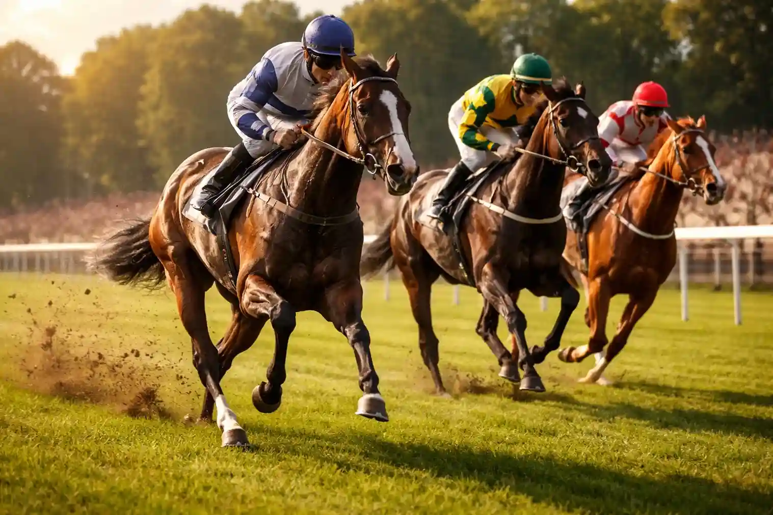 Pferderennen auf einer Rennbahn mit Zuschauern