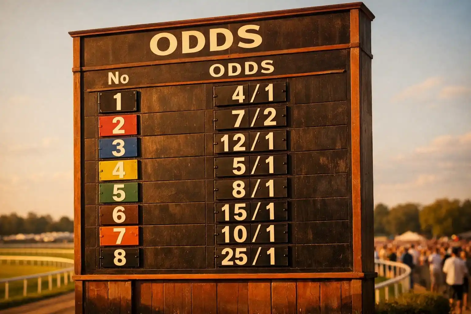 Anzeigetafel mit Quoten auf der Rennbahn